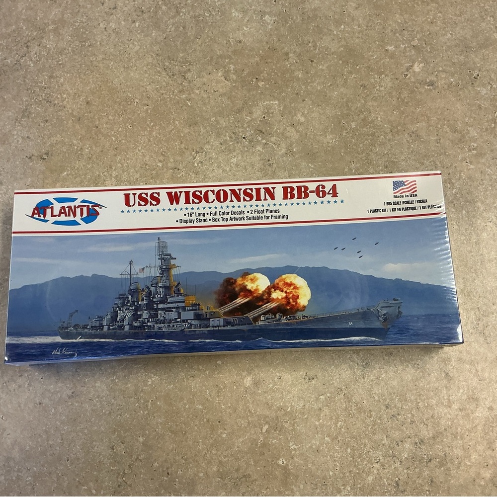 Atlantis USS Wisconsin BB-64 Battleship Model Kit 1:665 Scale Kit # M3006 Sealed